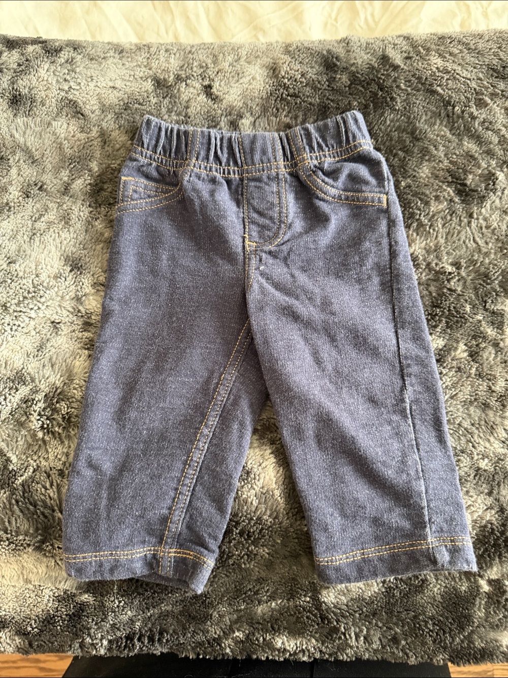 Carter's Dark Blue Knit Denim Toddler Pants with Contrast Stitching